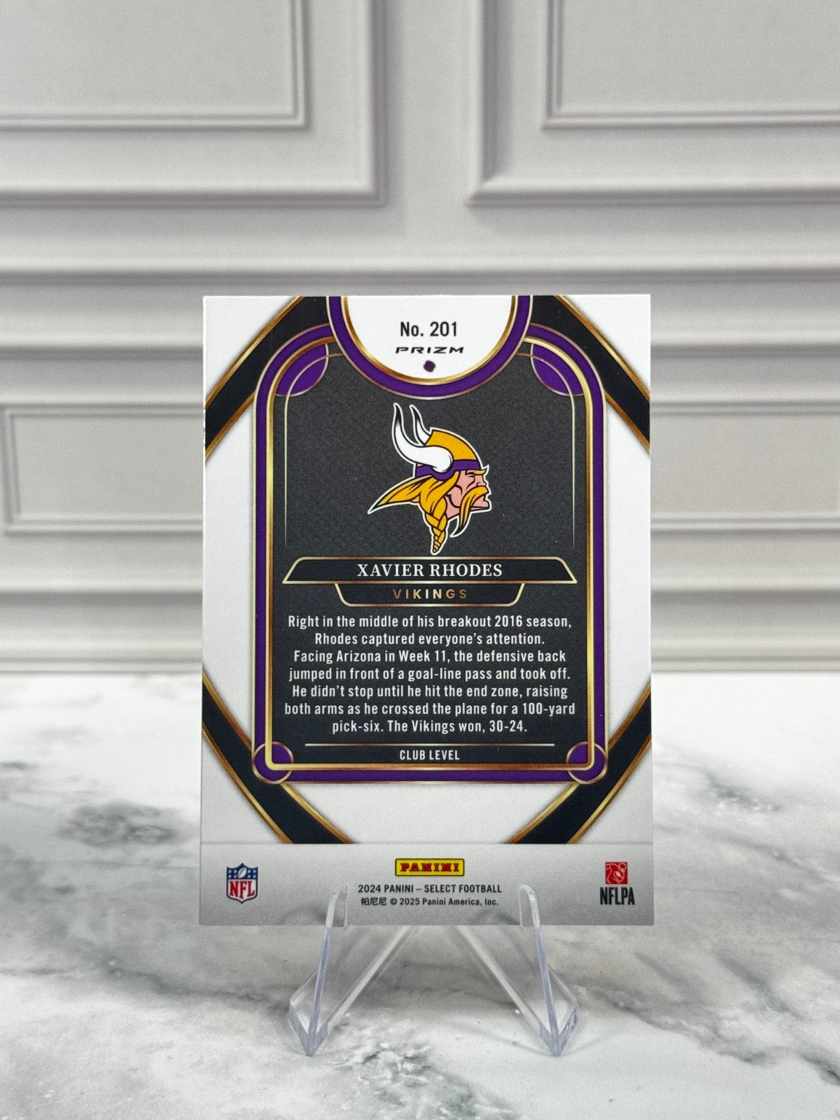 2024 Panini Select - Club Level Xavier Rhodes #201 Red & Yellow Shock Prizm