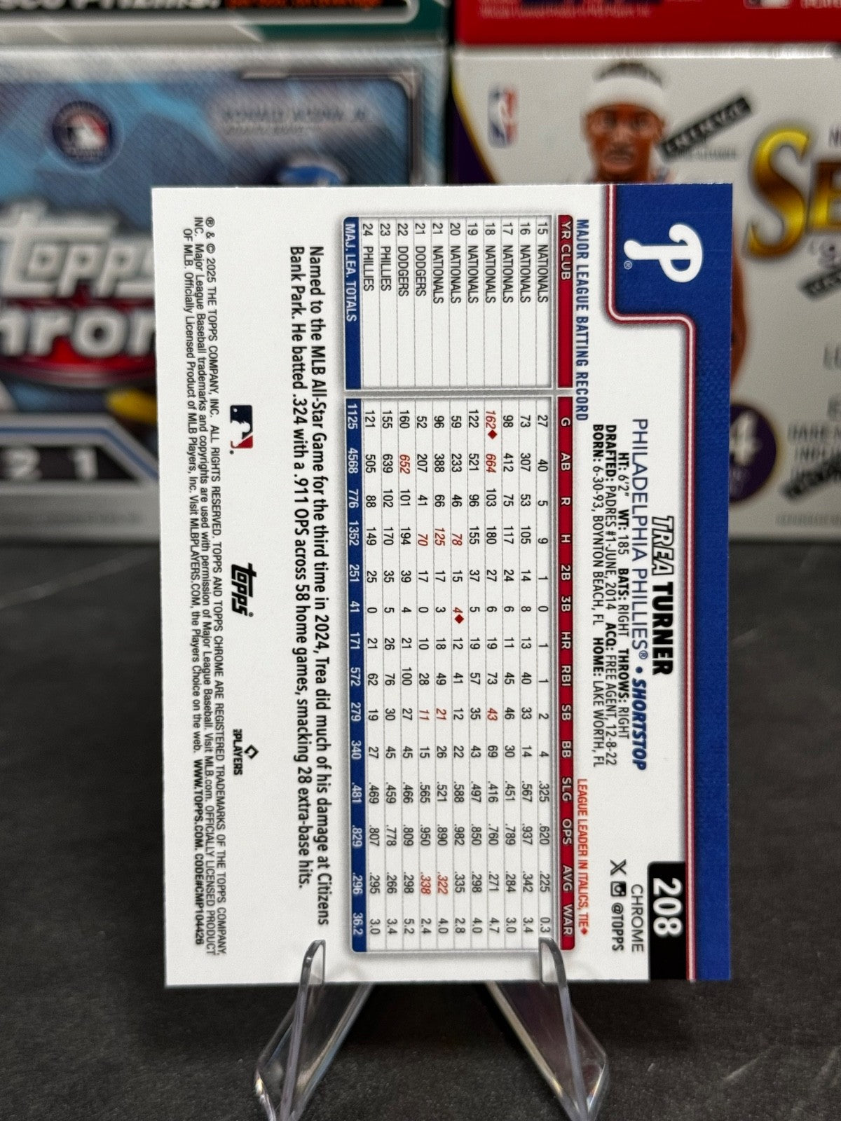 2025 Topps Chrome - #208 Trea Turner Prism Refractor