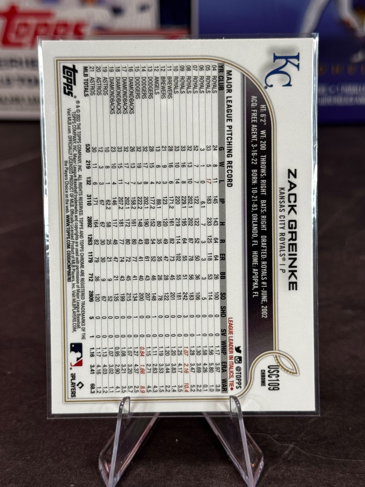 2022 Topps Chrome Update Series - Zack Greinke #USC109 Purple Refractor