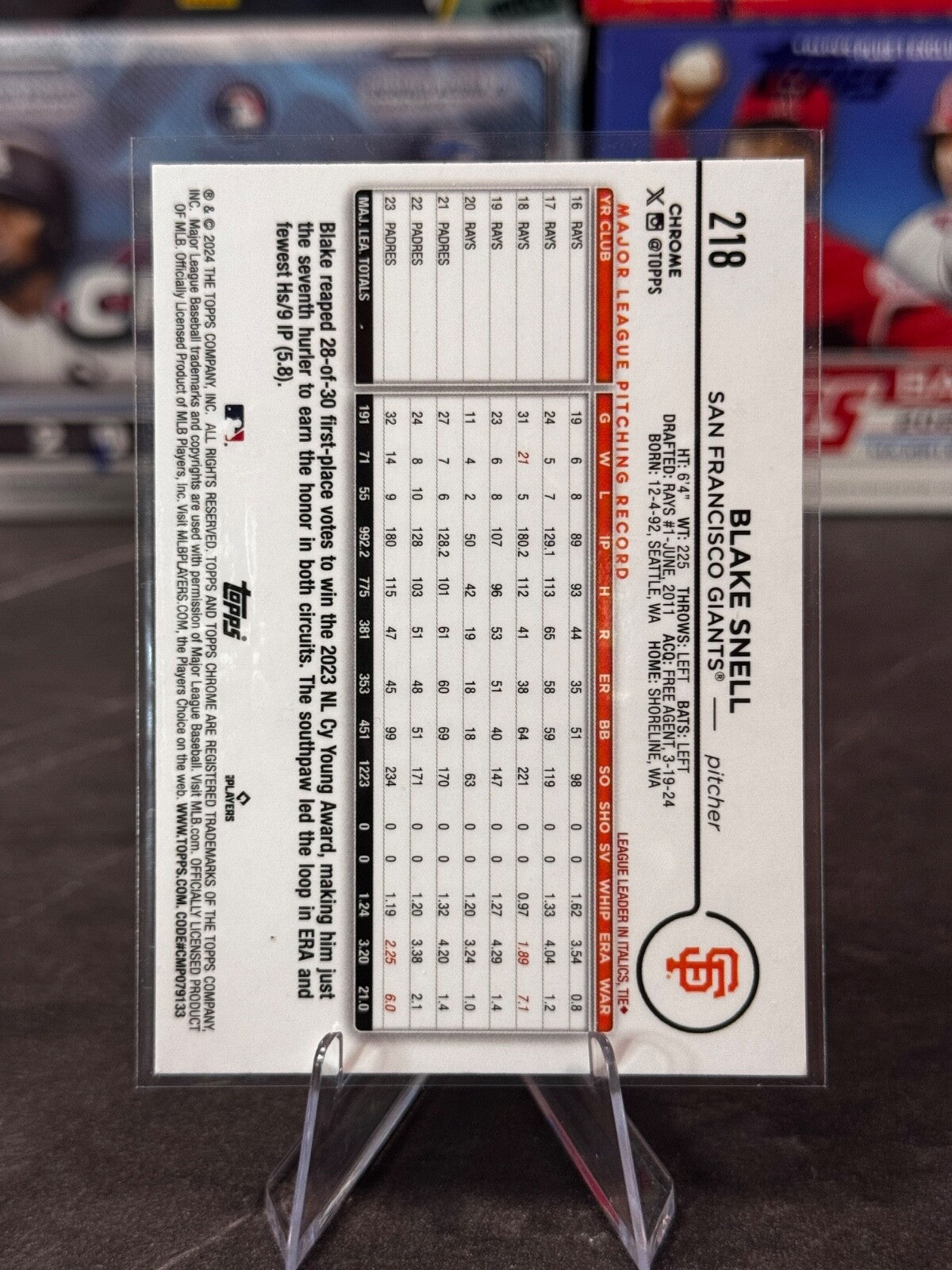 2024 Topps Chrome - Blake Snell #218 Logofractor