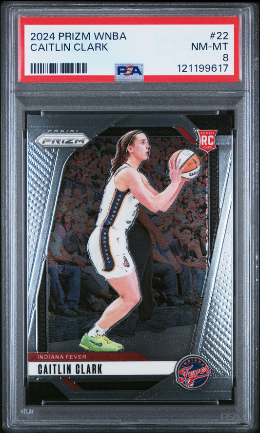 2024 PANINI PRIZM WNBA #22 CAITLIN CLARK ROOKIE RC PSA 8