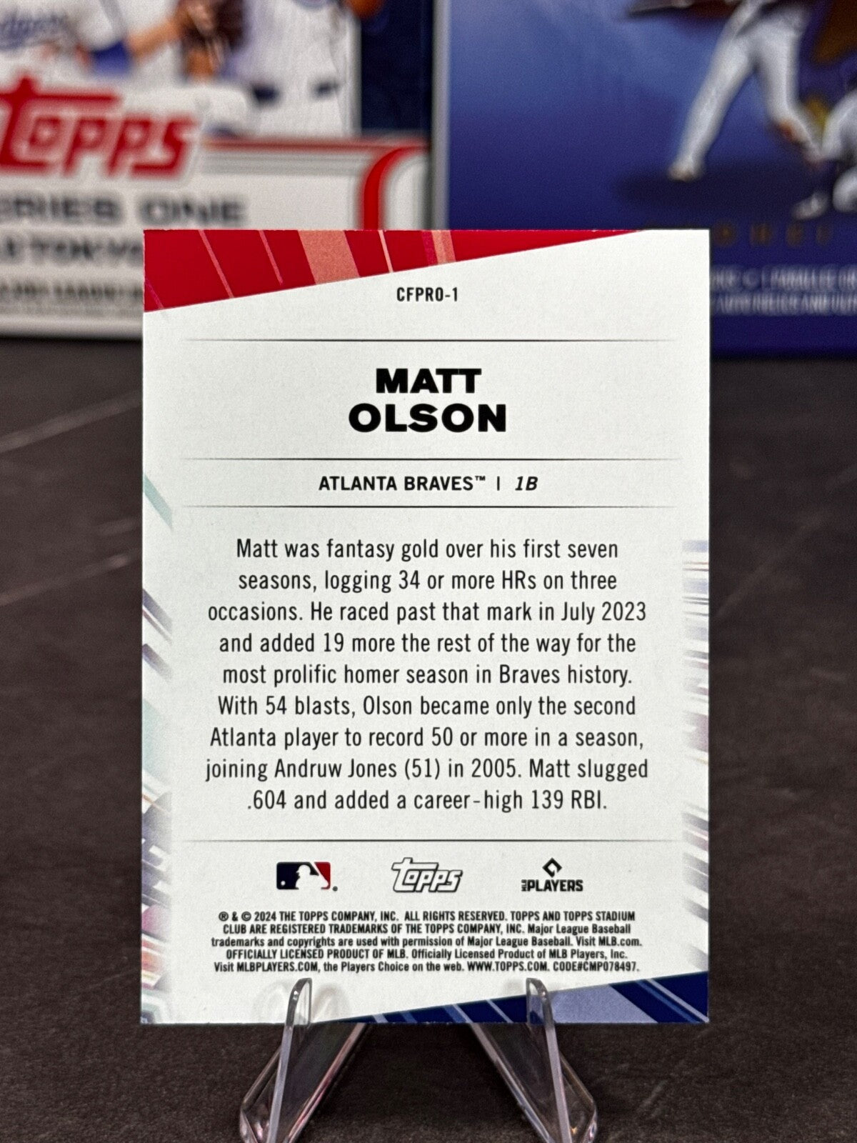 2024 Topps Stadium Club - Chief Fantasy Professionals Matt Olson #CFPRO-1