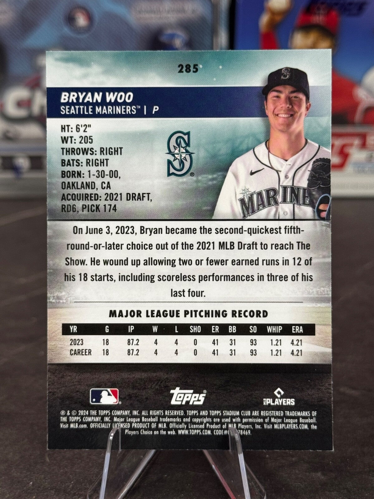 2024 Topps Stadium Club - Bryan Woo #285 Chrome (RC)
