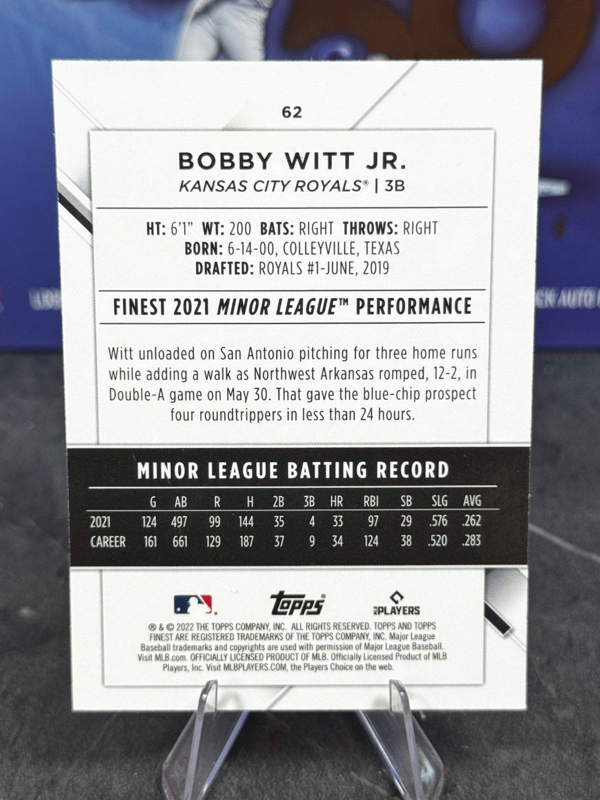 2022 Topps Finest - Bobby Witt Jr. Rookie #62 (RC)
