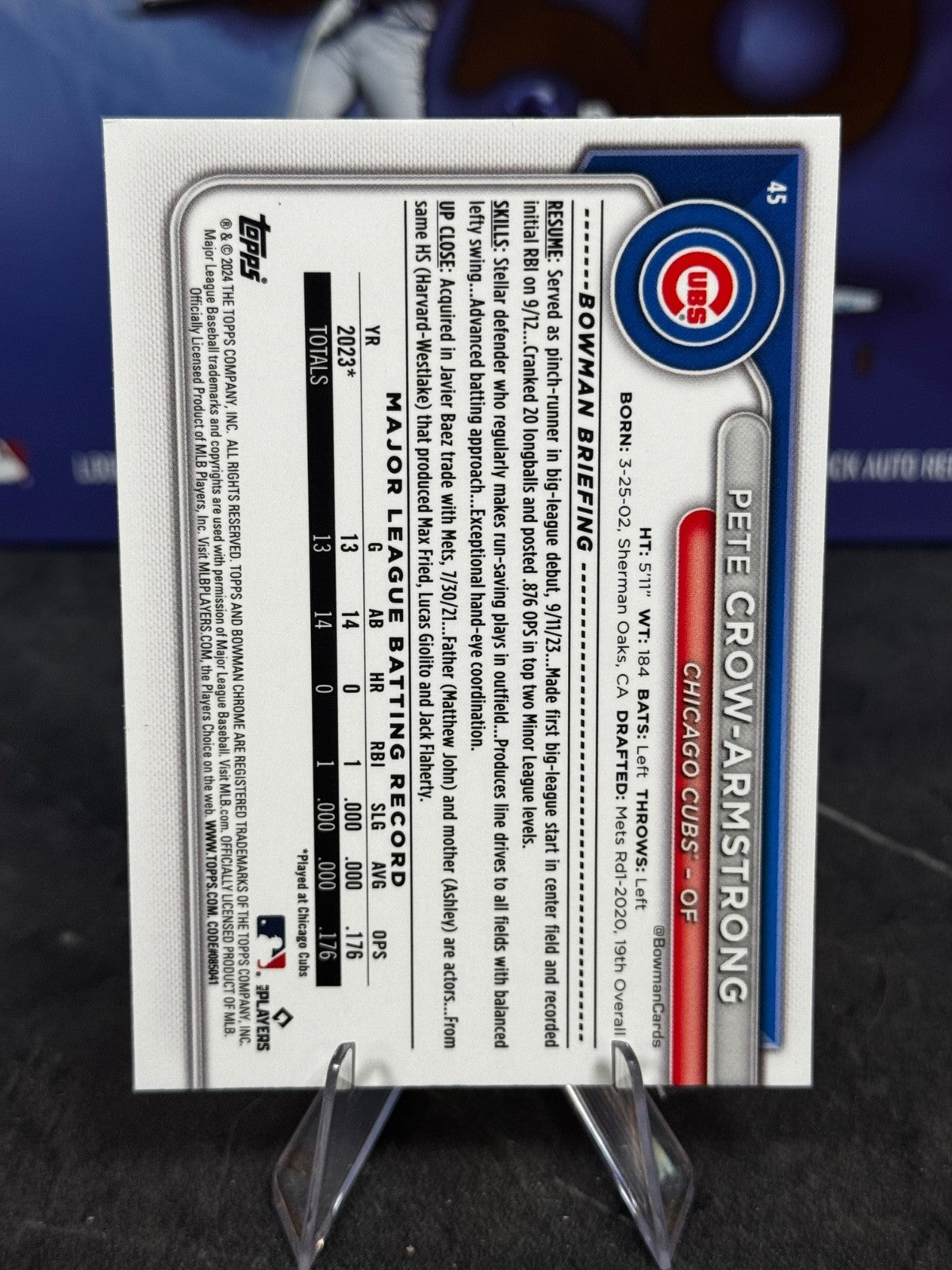 2024 Boewman Chrome - Pete Crow-Armstrong Rookie #45 (RC)