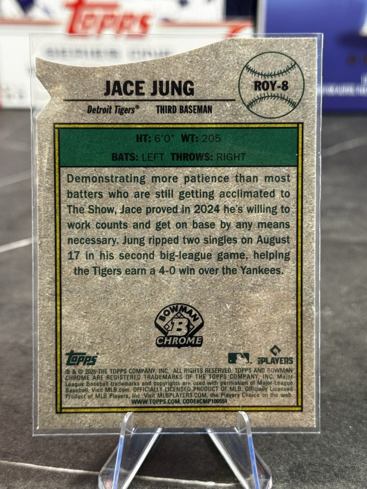 2025 Bowman - Jace Jung Rookie of the Year Favorites  #ROY-8 DETROIT TIGERS