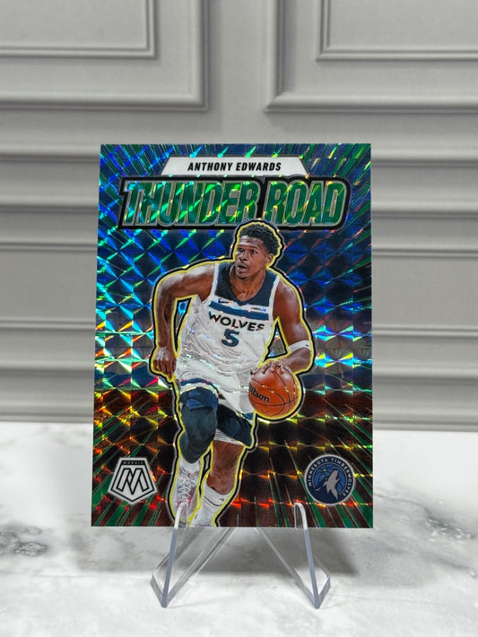 2024-25 Panini Mosaic - Thunder Road Anthony Edwards #5 Green Mosaic Prizm