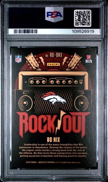 2024 Panini Absolute - Rock Out #ROBNX Bo Nix Rookie PSA 8 (RC)