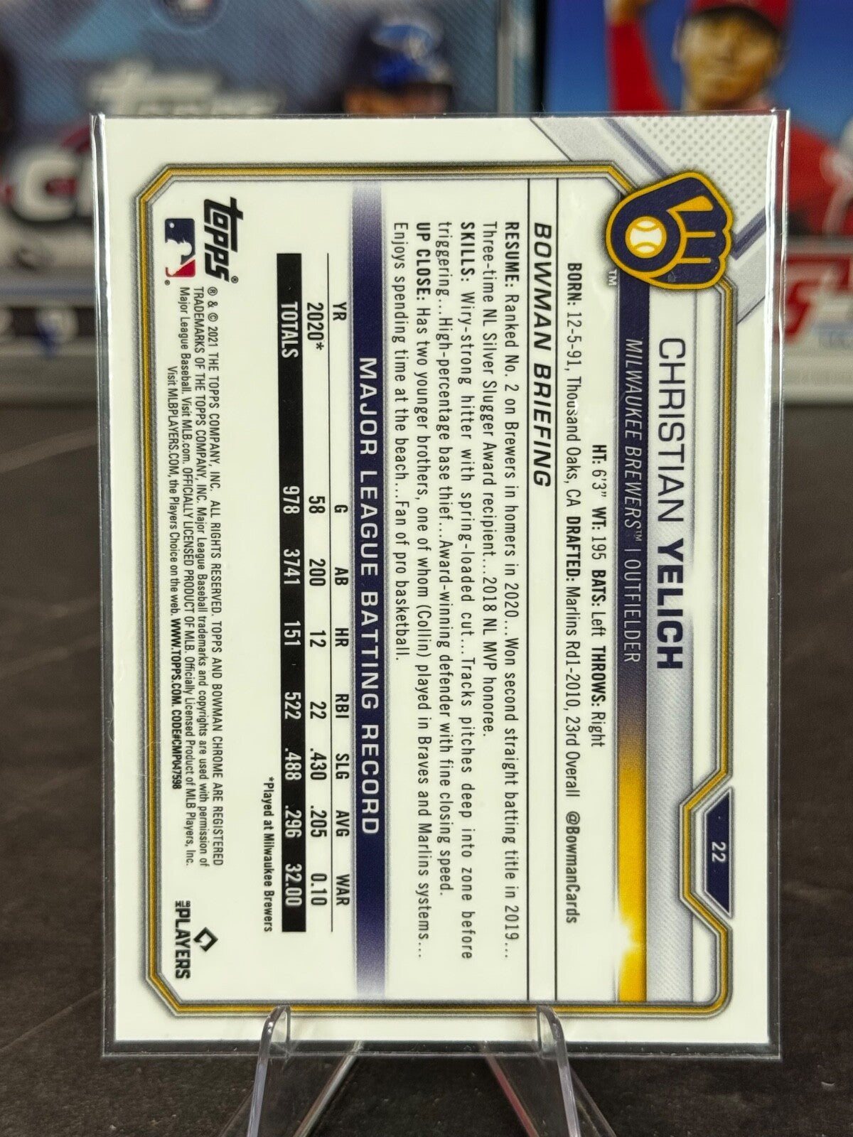 2021 Bowman Chrome - Christian Yelich #22