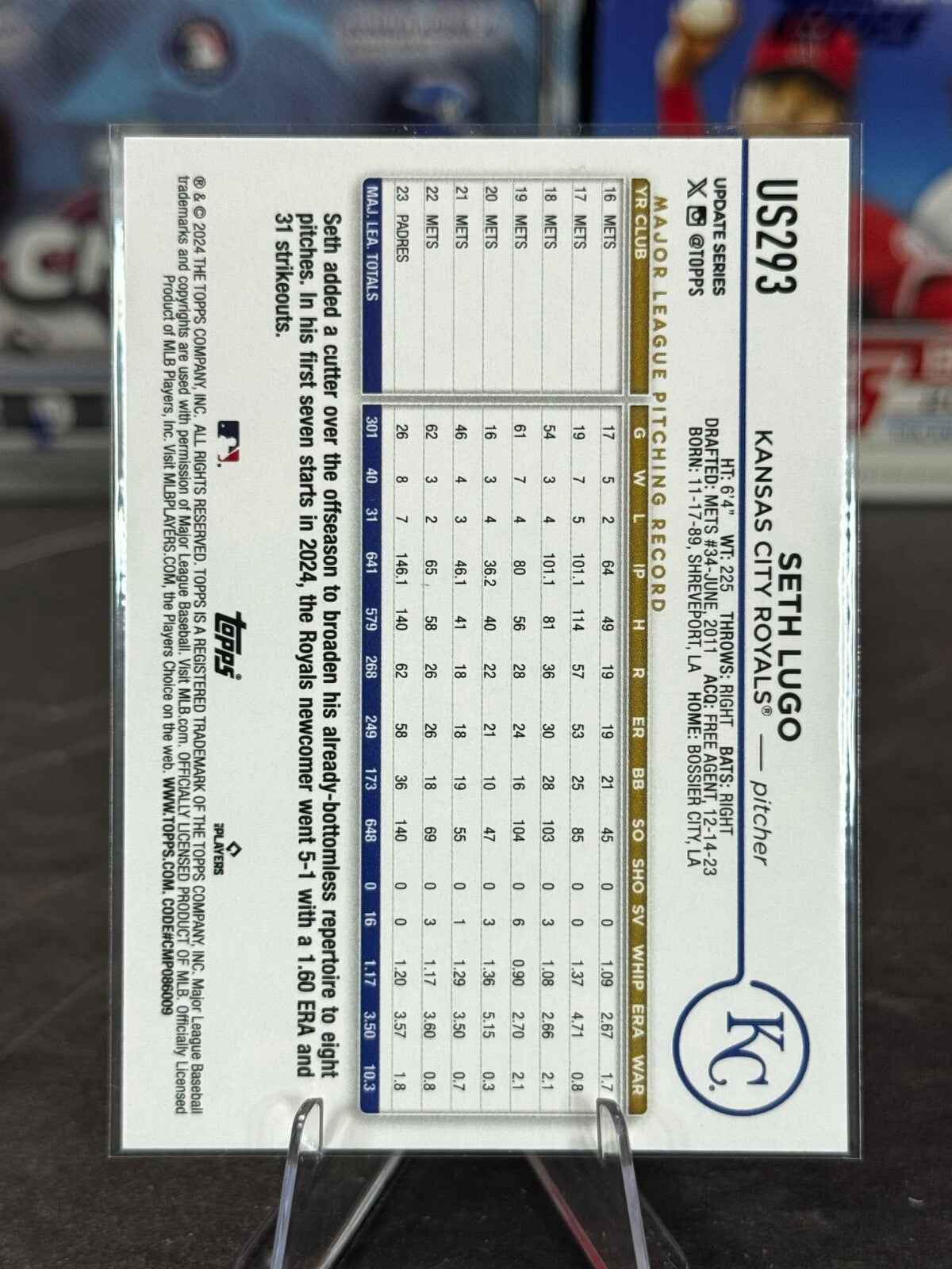 2024 Topps Update Series - Seth Lugo Blue Border #US293 Kansas City Royals