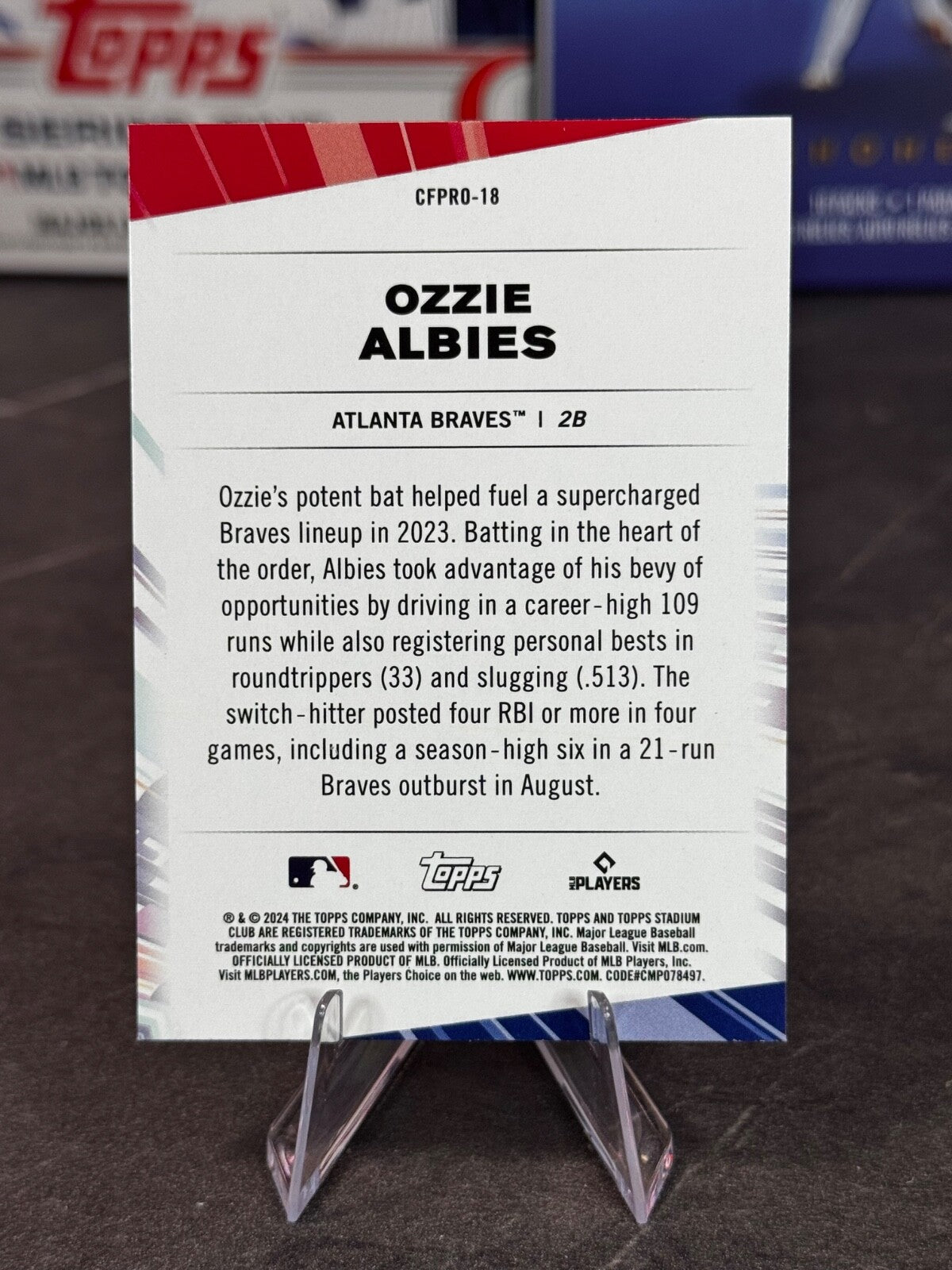 2024 Topps Stadium Club - Chief Fantasy Professionals Ozzie Albies #CFPRO-18