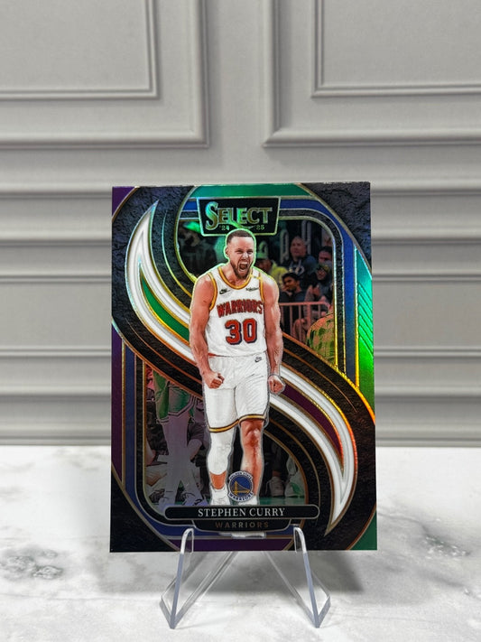 2024-25 Panini Select - Premier Level Stephen Curry #143 Green Whit Purple Prizm