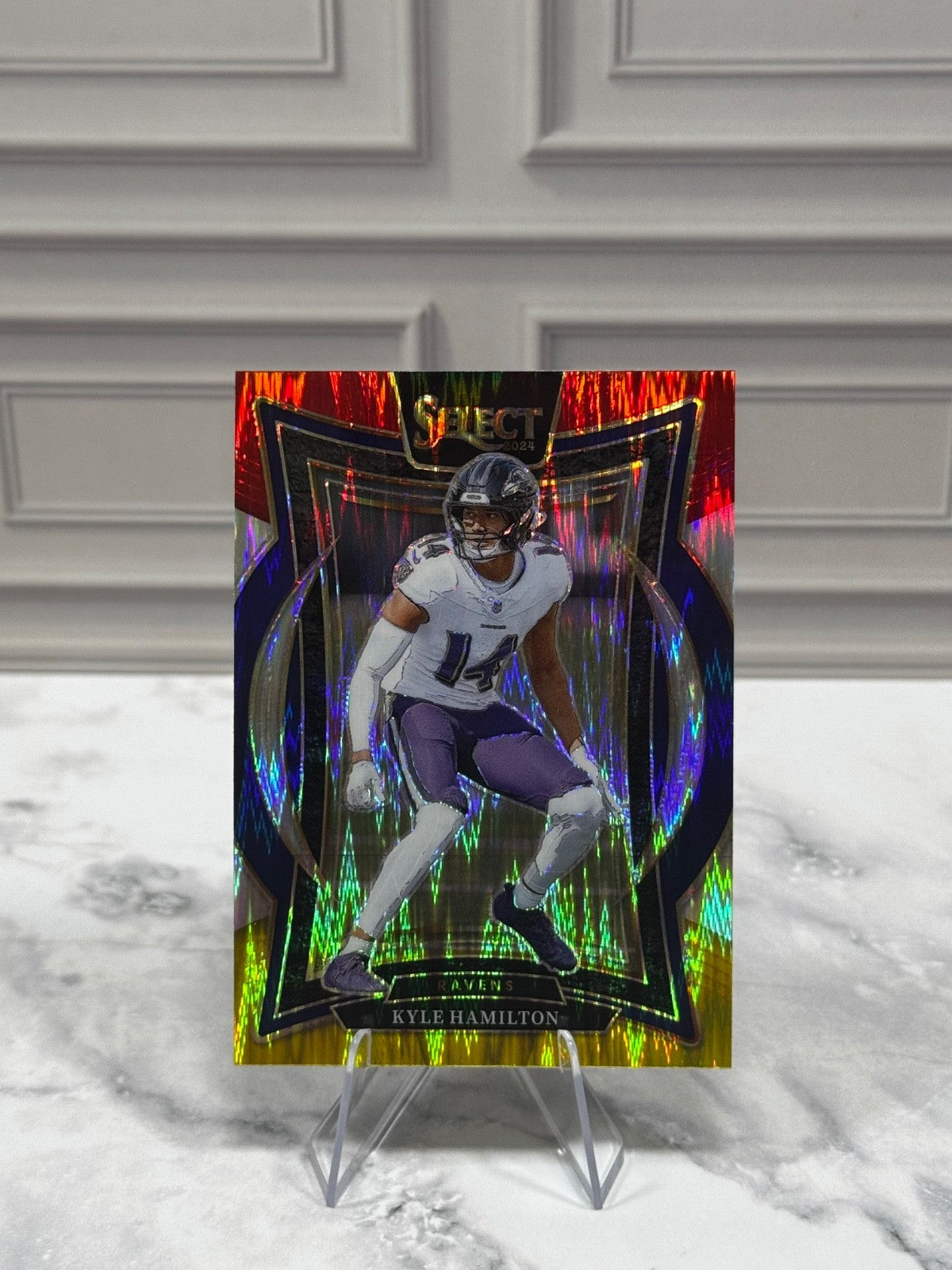 2024 Panini Select - Concourse Kyle Hamilton #78 Red & Yellow Shock Prizm