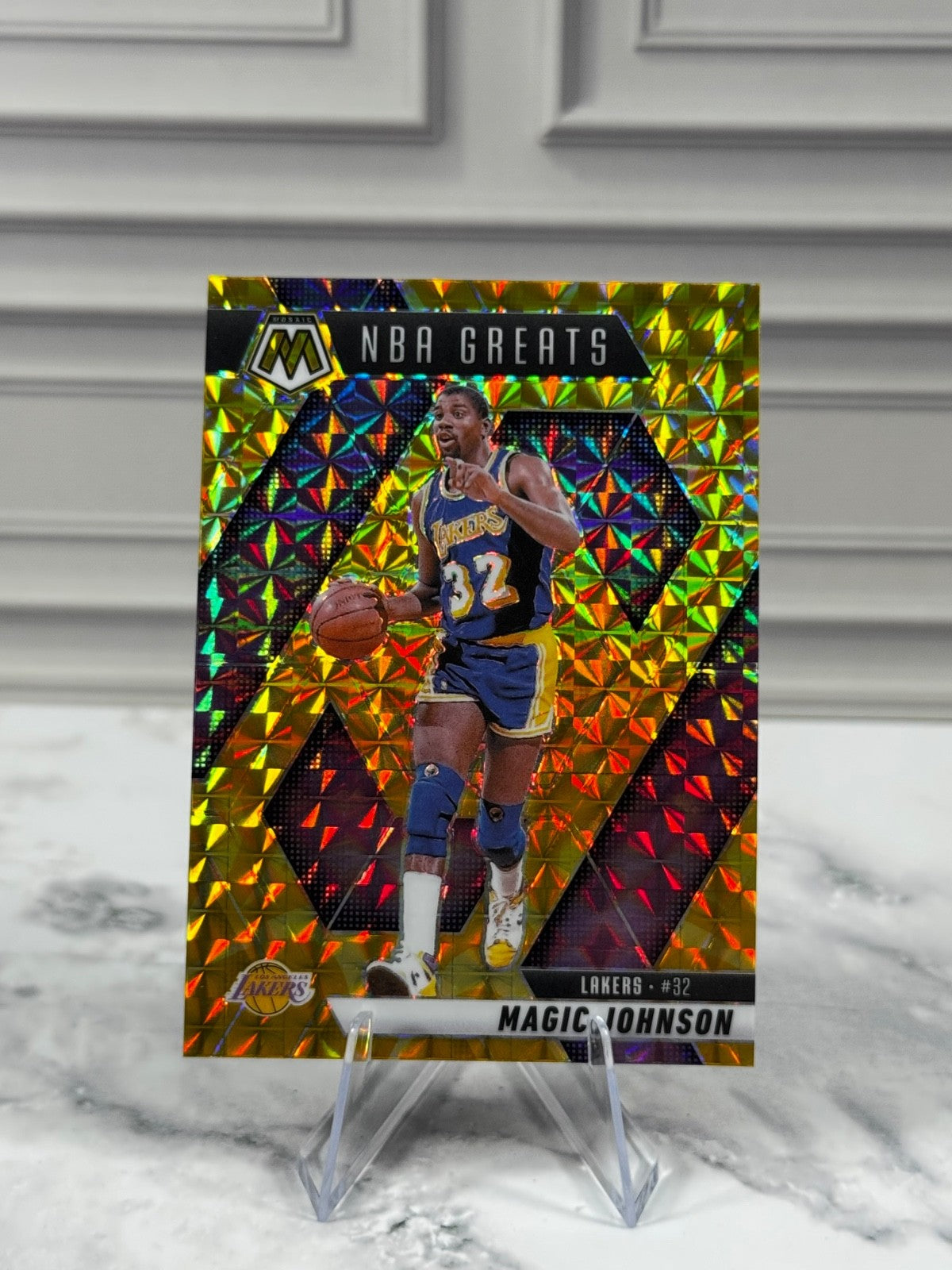 2024-25 Panini Mosaic - NBA Greats Magic Johnson #296 Reactive Yellow Prizm