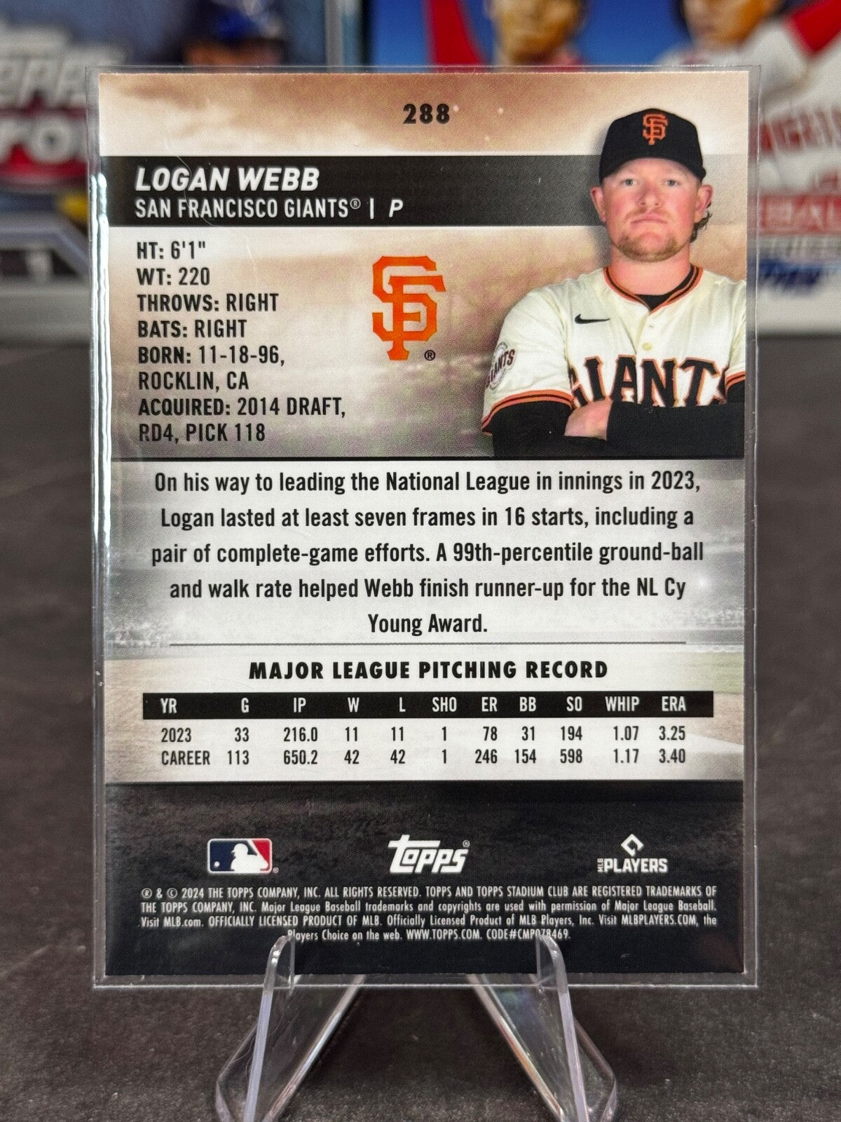 2024 Topps Stadium Club - Logan Webb #288 Chrome