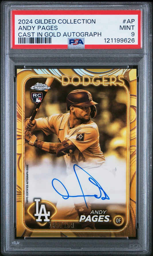 2024 TOPPS GILDED COLLECTION GOLD VARIATION AUTO ANDY PAGES ROOKIE /199 PSA 9