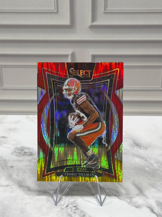 2024 Panini Select - Concourse Cedric Tillman #17 Red & Yellow Shock Prizm