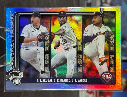 2025 Topps Series 1 - AL  ERA Leaders Rainbow Foil #5 Tarik Skubal Blanco Valdez