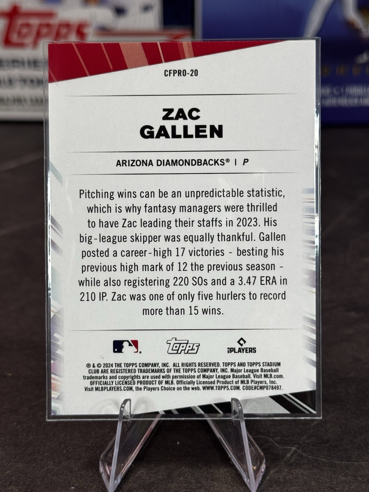 2024 Topps Stadium Club - Chief Fantasy Professionals Zac Gallen #CFPRO-20