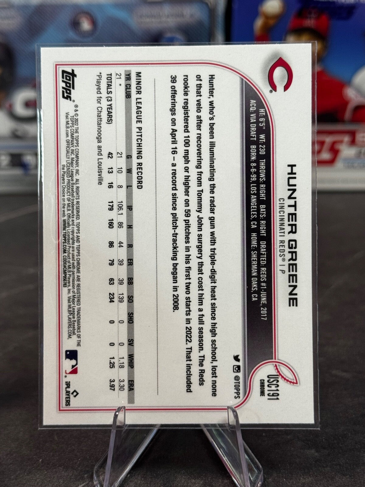 2022 Topps Chrome Update Series - Hunter Greene Rookie #USC191 (RC)