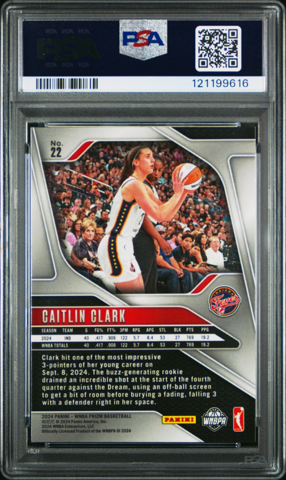 2024 PANINI PRIZM WNBA #22 CAITLIN CLARK ROOKIE RC PSA 9
