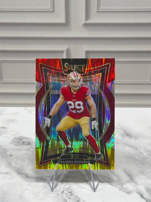 2024 Panini Select - Concourse Talanoa Hufanga #46 Red & Yellow Shock Prizm