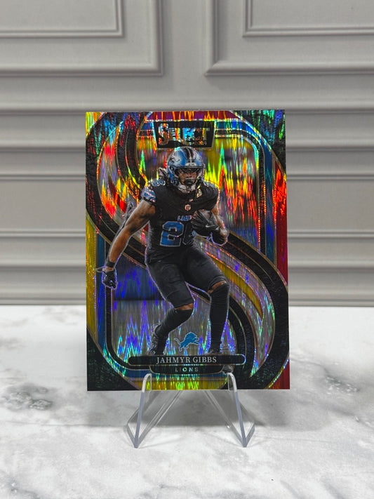 2024 Panini Select - Premier Level Jahmyr Gibbs #163 Red & Yellow Shock Prizm