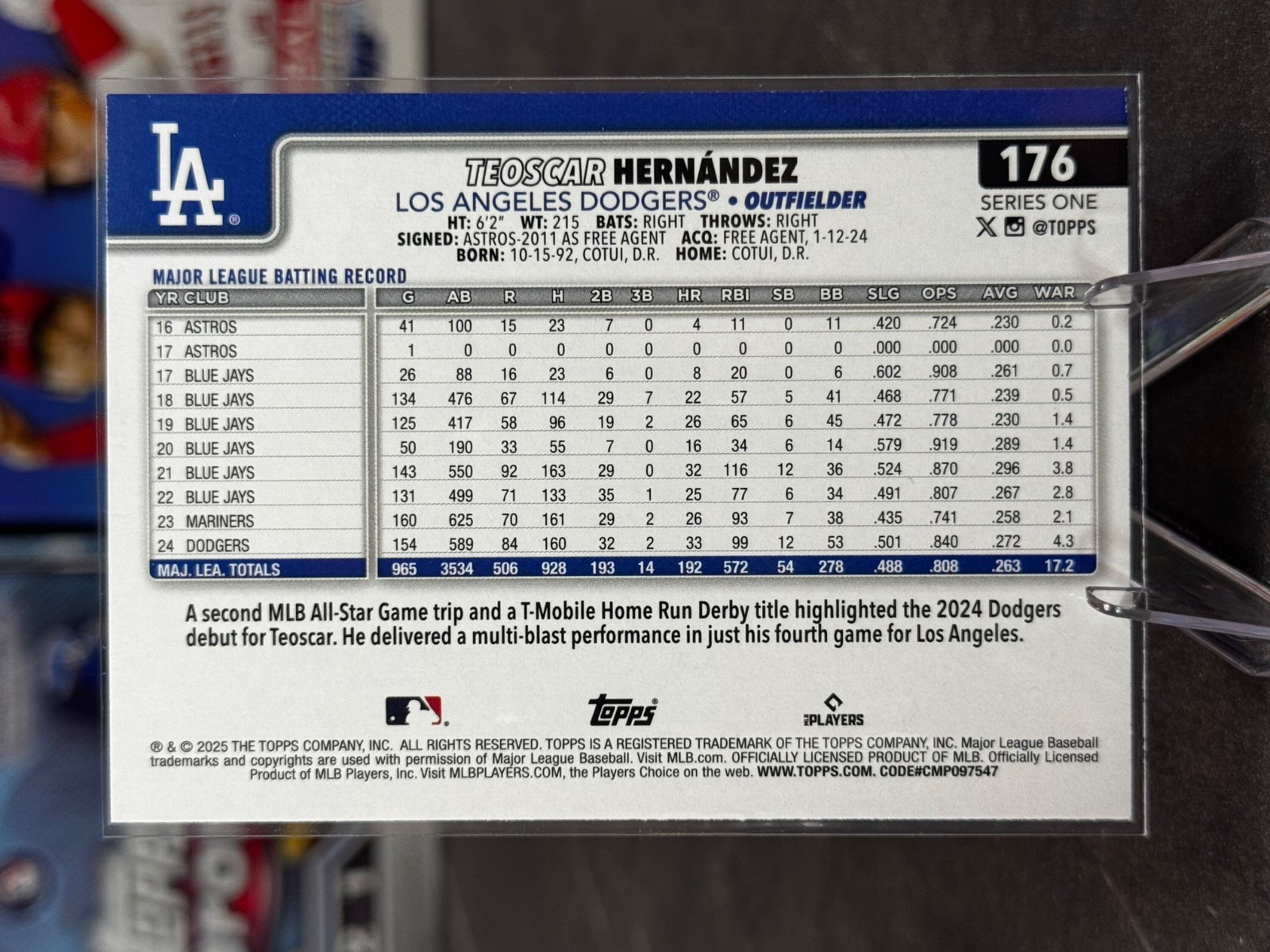 2025 Topps Celebration - Teoscar Hernandez #176 Confetti Sparkle