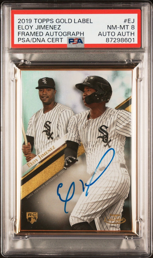 2019 Topps Gold Label - Framed Auto #EJ Eloy Jiménez (RC) PSA 8 DNA Auto Authent
