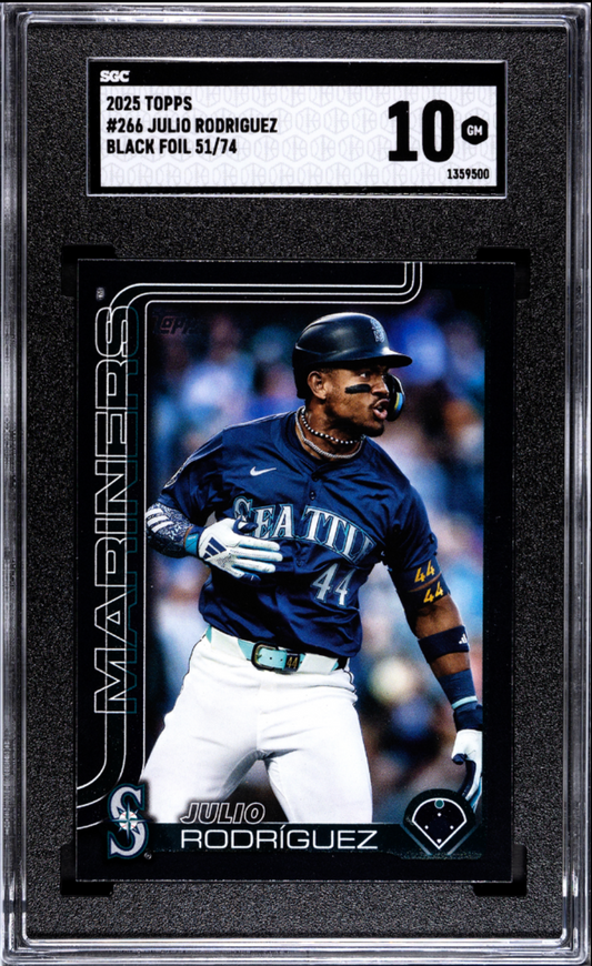 2025 Topps Black Foil #266 Julio Rodriguez /74 SGC 10