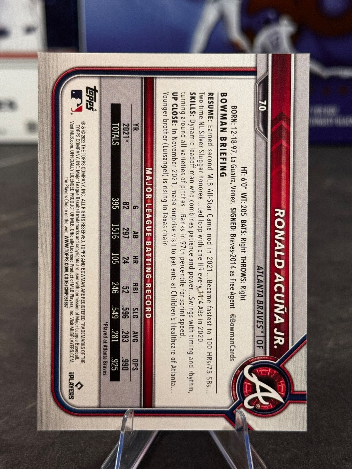 2022 Bowman - Ronald Acuña Jr. #70 Sky Blue Border /499
