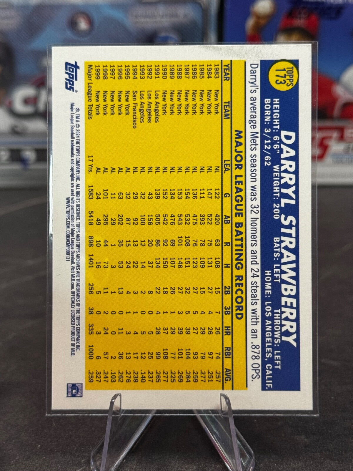 2024 Topps Archives - 1970 Topps Darryl Strawberry #173 Black Foilboard