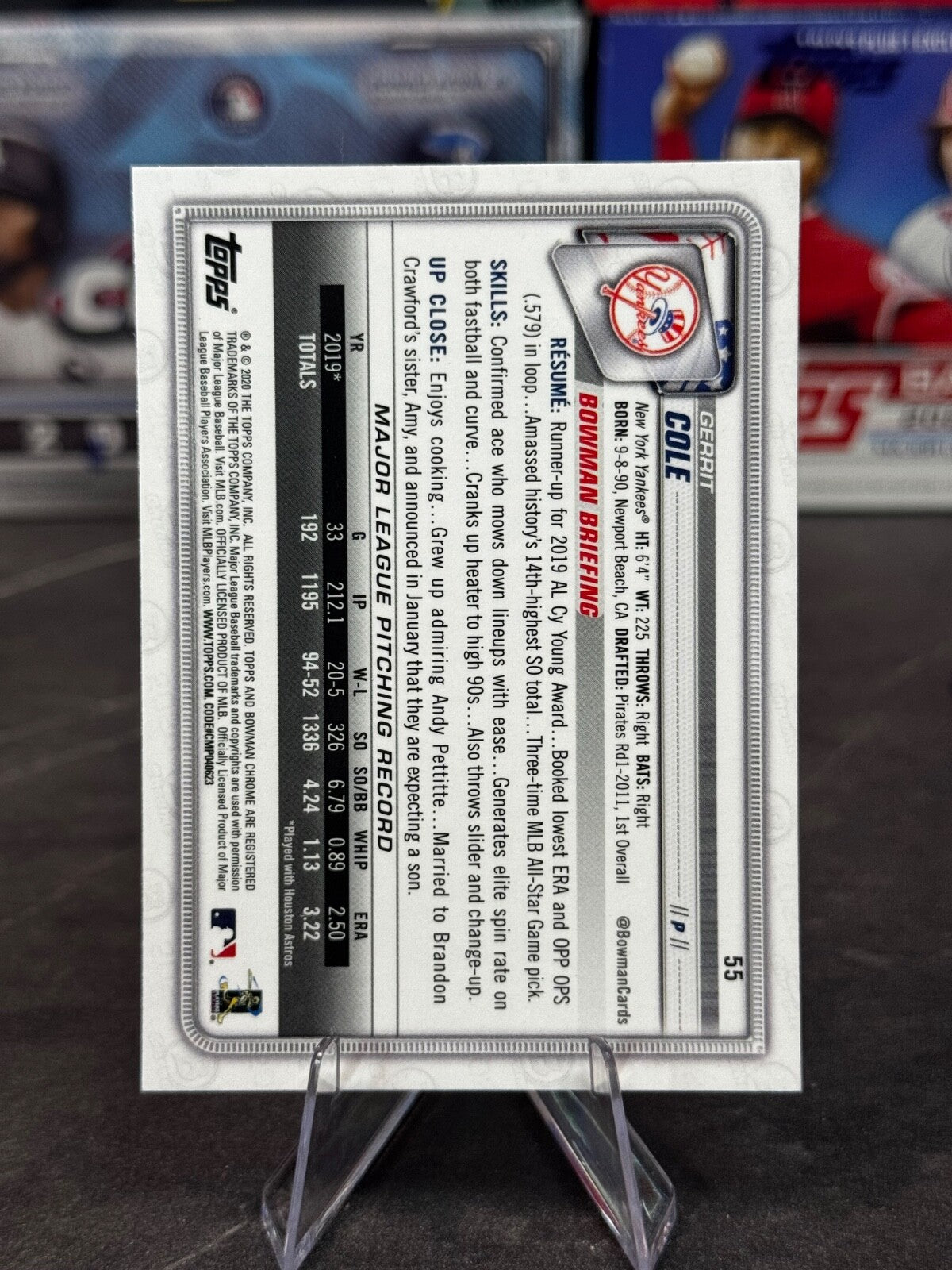 2020 Bowman Chrome - Gerrit Cole #55