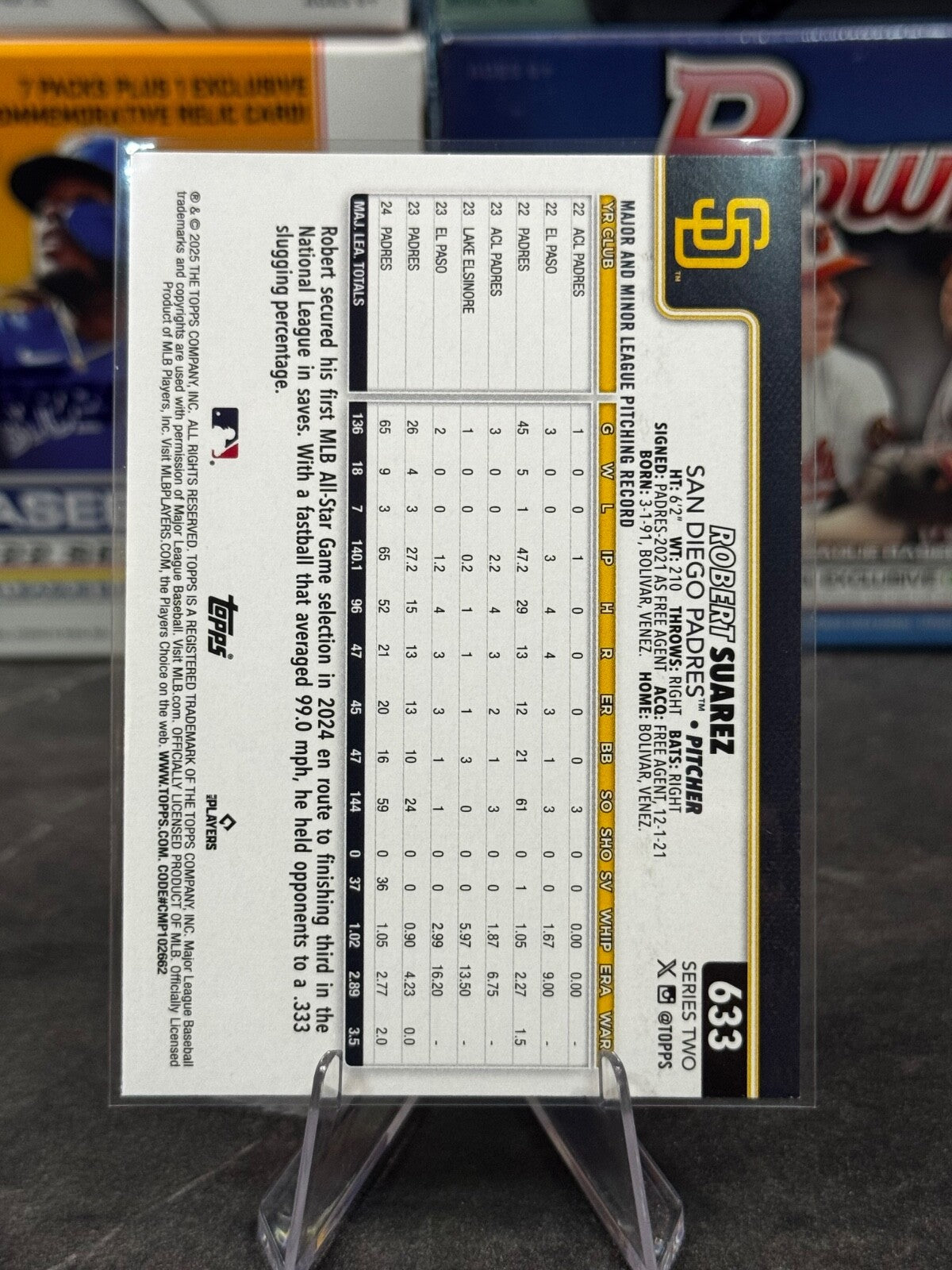 2025 Topps Series 2 - #633 Robert Suarez Rainbow Foil PADRES