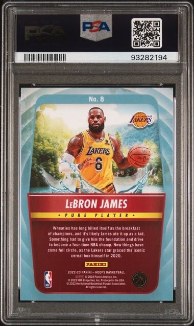 2022 PANINI NBA HOOPS PURE PLAYERS #8 LEBRON JAMES PURE PLAYERS PSA 8