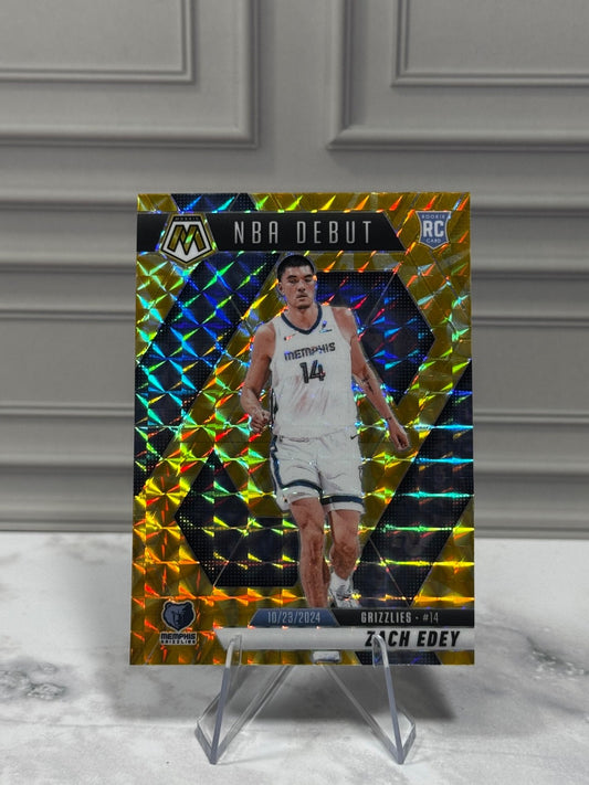 2024-25 Panini Mosaic - NBA Debut Zach Edey #251 Reactive Yellow Prizm (RC)