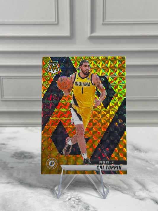 2024-25 Panini Mosaic - Obi Toppin #4 Reactive Yellow Mosaic Prizm