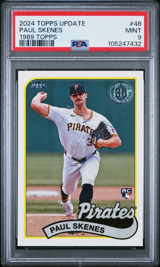 2024 TOPPS UPDATE 1989 TOPPS BASEBALL #46 PAUL SKENES ROOKIE RC PSA 9