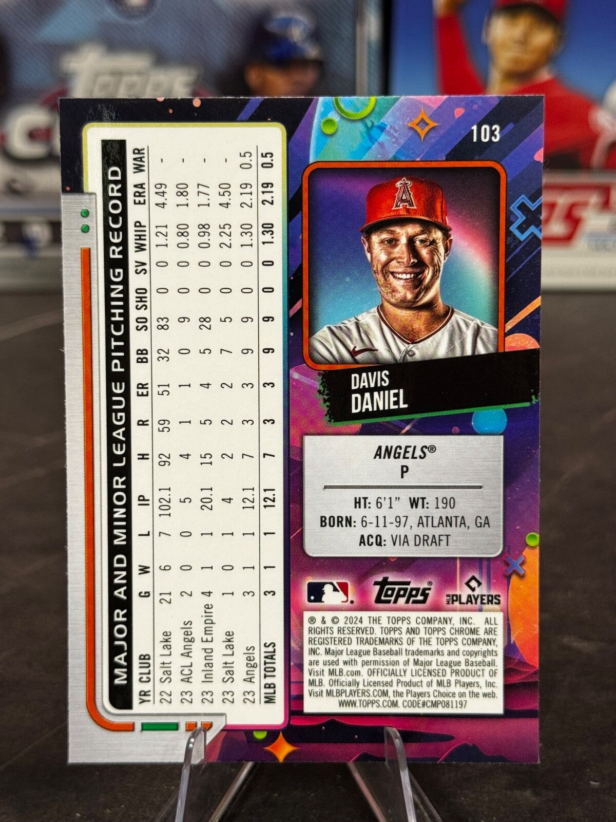 2024 Topps Cosmic Chrome - Davis Daniel #103 Aqua Equinox Refractor /199 (RC)