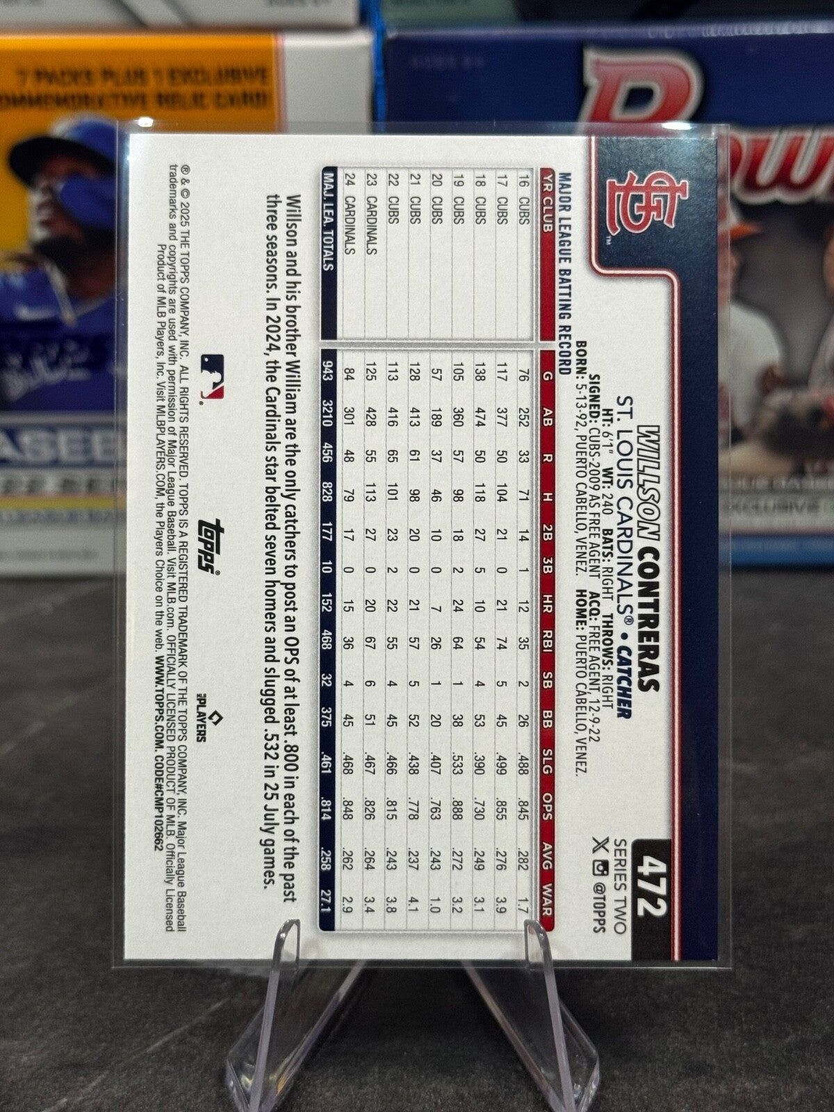 2025 Topps Series 2 - #472 Wilson Contreras Rainbow Foil CARDINALS