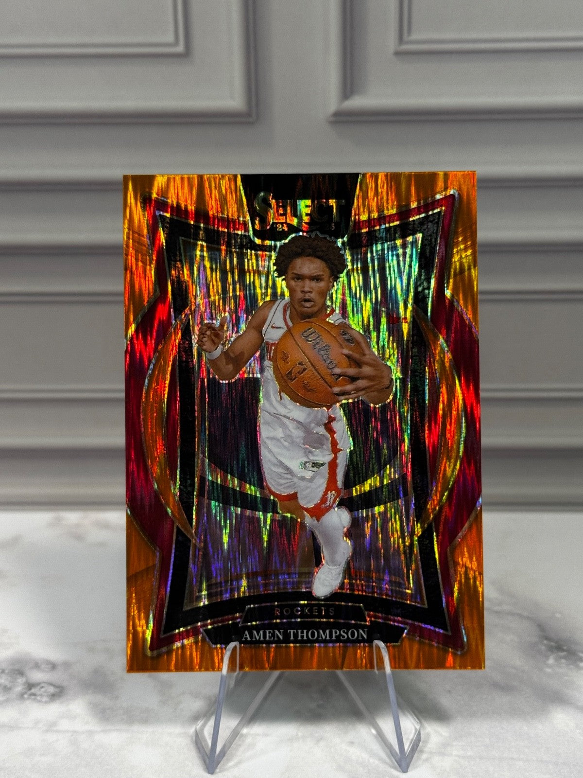 2024-25 Panini Select - Premier Level Amen Thompson #59 Orange Flash Prizm (RC)