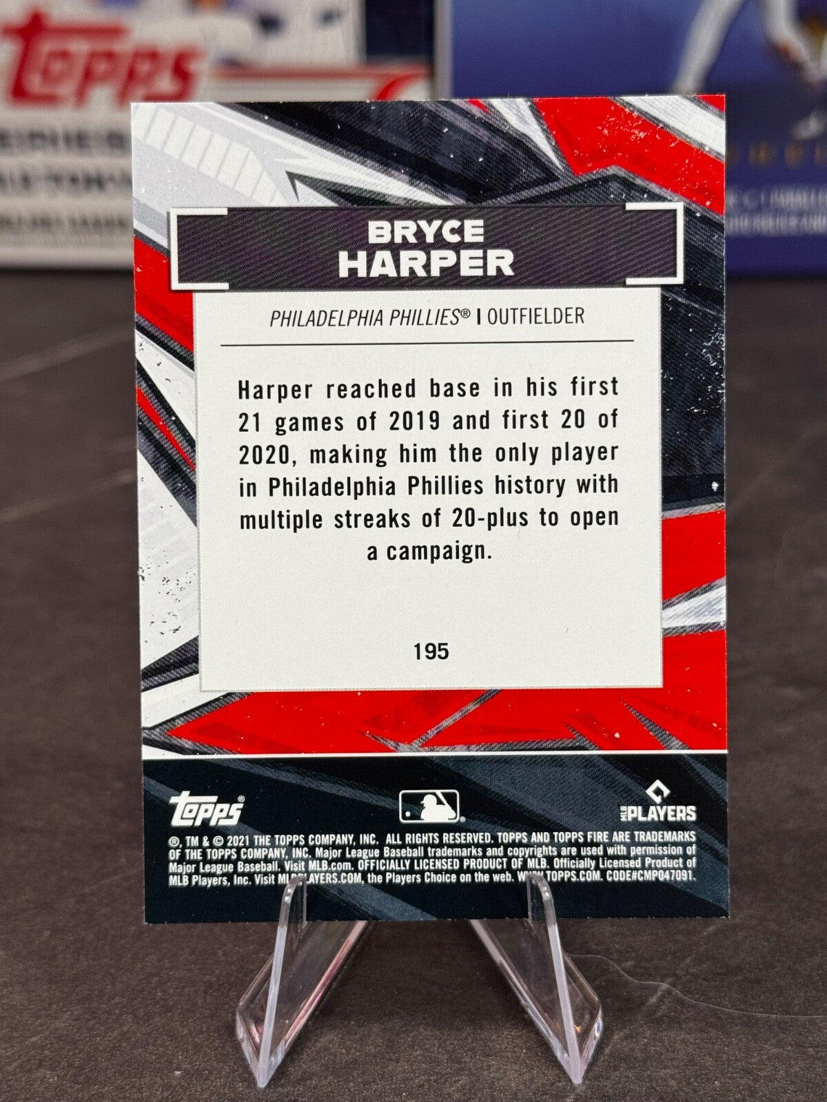 2021 Topps Fire - Bryce Harper #195