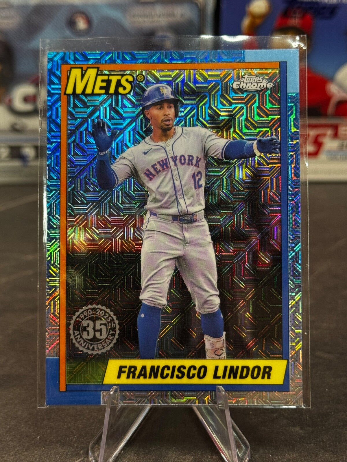 2025 Topps Series 1 - 1990 Topps Chrome Francisco Lindor Mojo Refractor #T90C-11