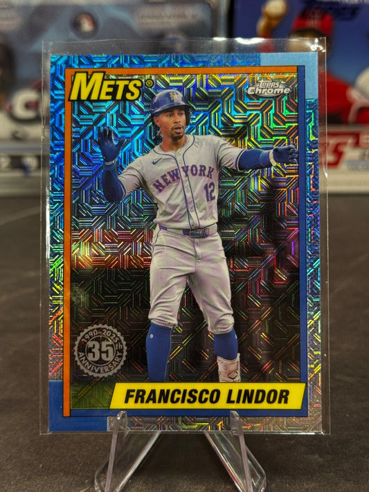 2025 Topps Series 1 - 1990 Topps Chrome Francisco Lindor Mojo Refractor #T90C-11