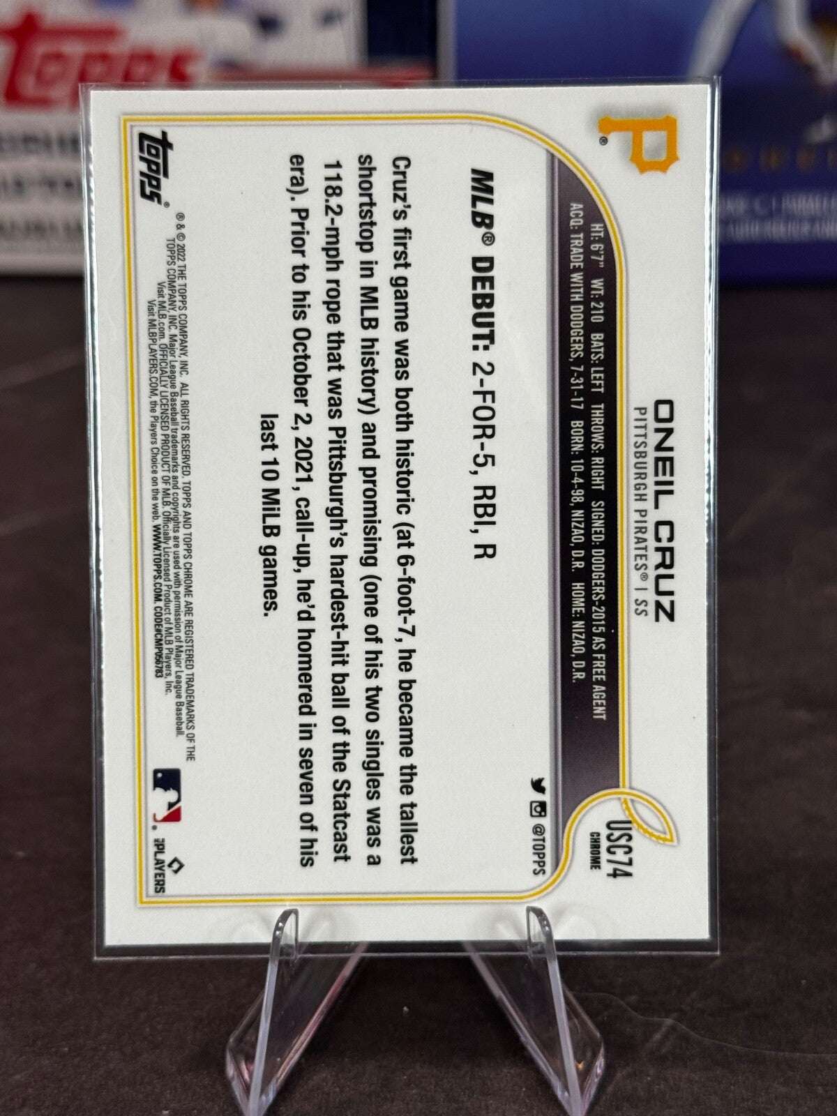 2022 Topps Chrome Update Series - Rookie Debut Oneil Cruz #USC74 (RC)