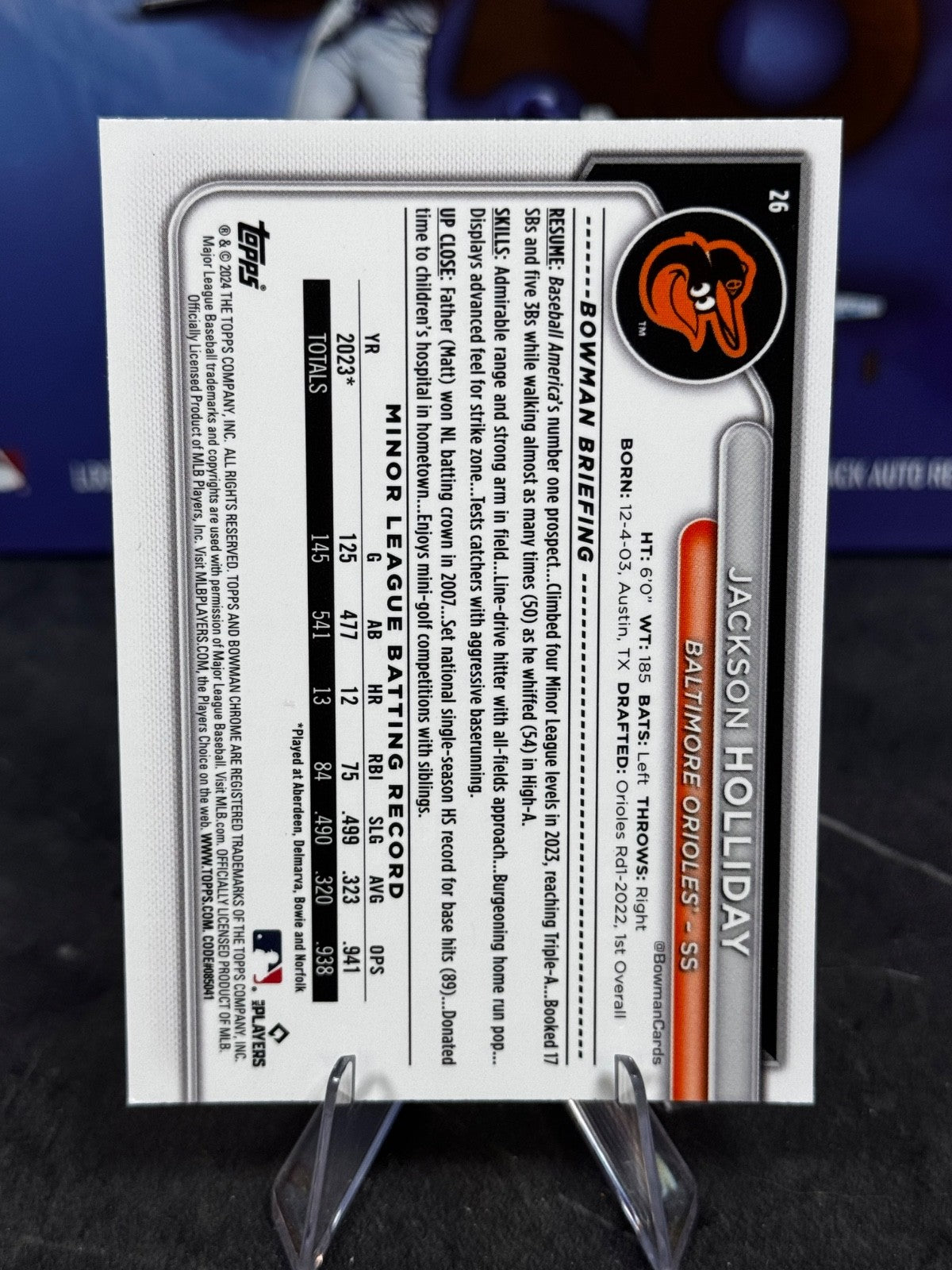 2024 Bowman Chrome - Jackson Holliday #26 (RC)