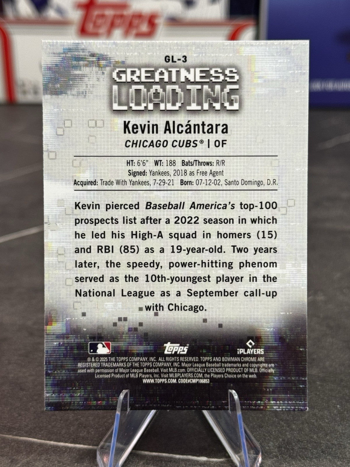 2025 Bowman Greatness Loading - #GL-3 Kevin Alcantara Cubs RC