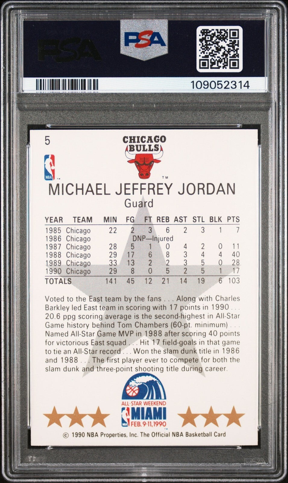 1990 Hoops - All-Star #5 Michael Jordan PSA 7