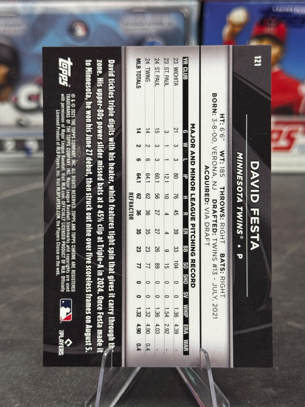 2025 Topps Chrome Black - #121 David Fiesta Refractor  /199