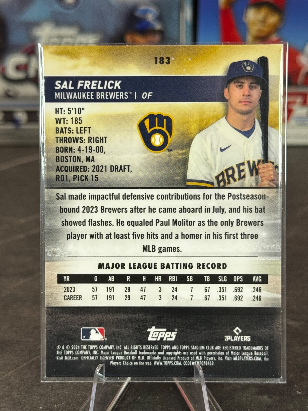2024 Topps Stadium Club - Sal Frelick #183 Chrome (RC)
